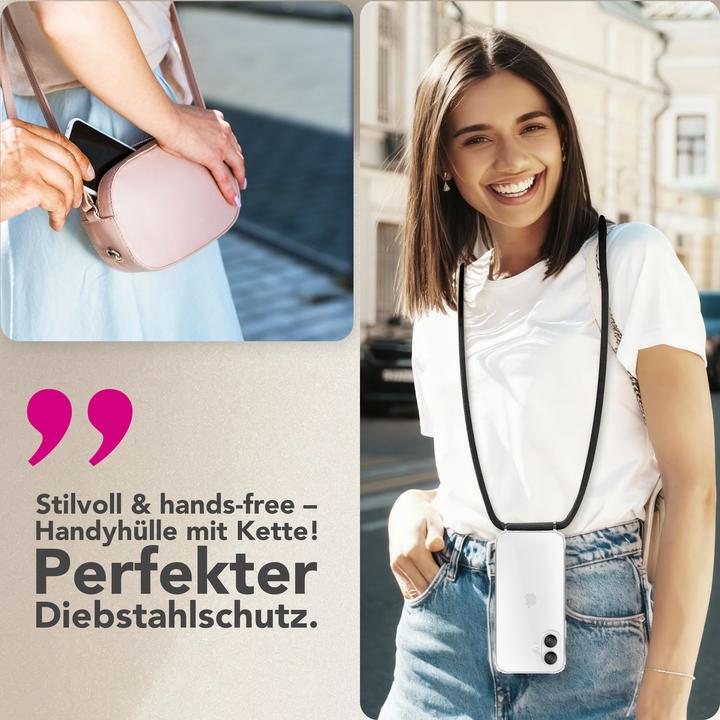 Produktbild Nalia Cover "Hangit" - Klare Hülle mit Band zum Umhängen, 160cm Handy Kette - Wearable Phone Case