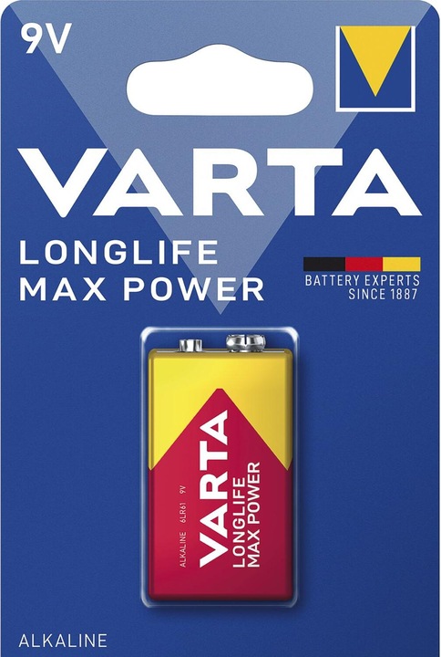 Actual product image Varta Longlife Max Power (1 pcs., 9V Block, 640 mAh)