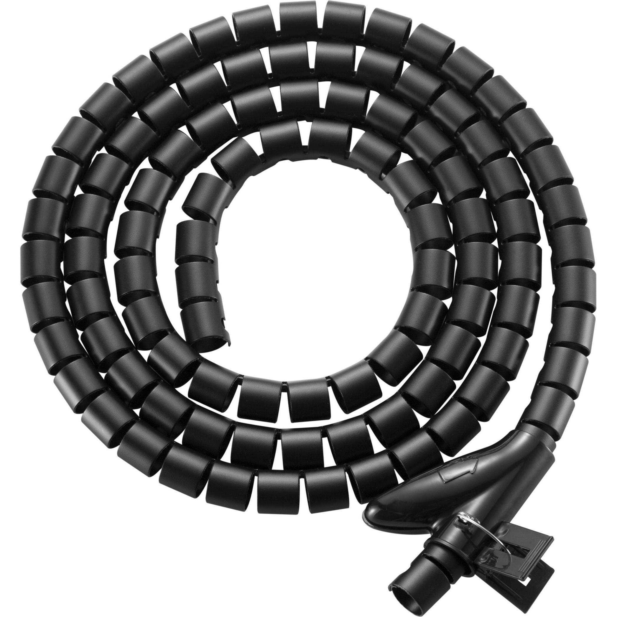 equip, Kabelschutz + Kabelführung, Spiral-Kabelschlauch 100cm für Untertischmontage sw (Kabelspiralschlauch, 1000 mm)