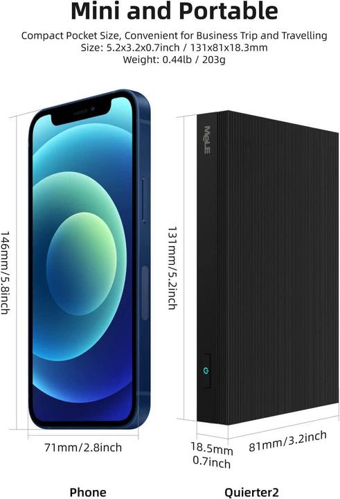 Actual product image Mele Lüfterloser Mini PC Quieter2Q mit Windows 11 Pro (4 GB)