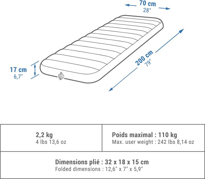 Actual product image Quechua AIR COMFORT 70
