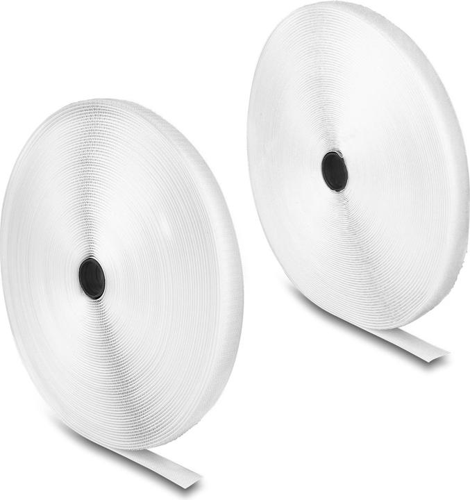 Delock Bande Velcro 25 m x 20 mm avec adhésif et boucle Blanc (20 mm)