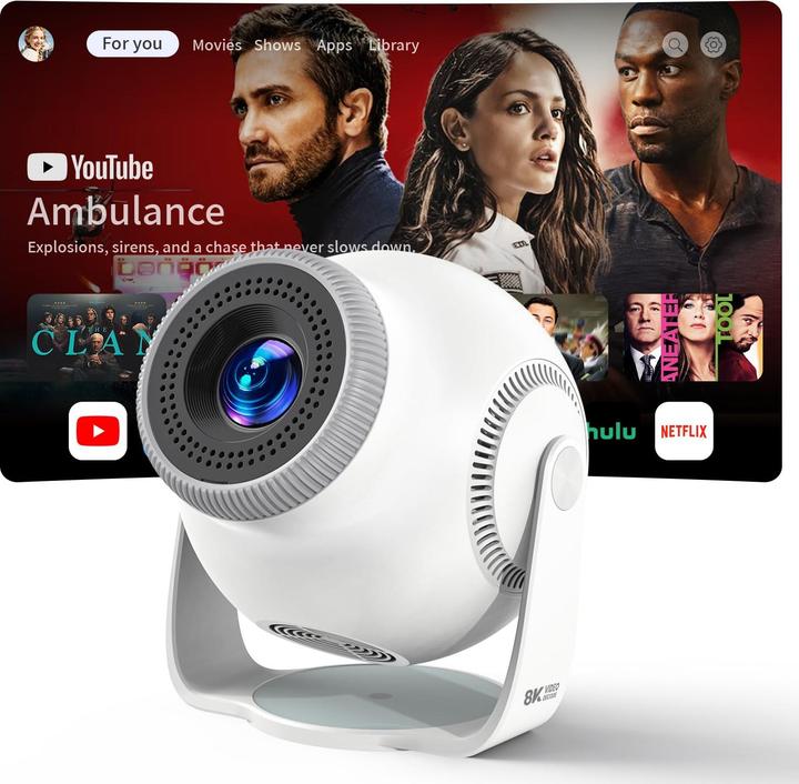 Actual product image Buba Toys Mini Projektor 1080P Full HD mit Android 14 System (Full HD, 480 lm)