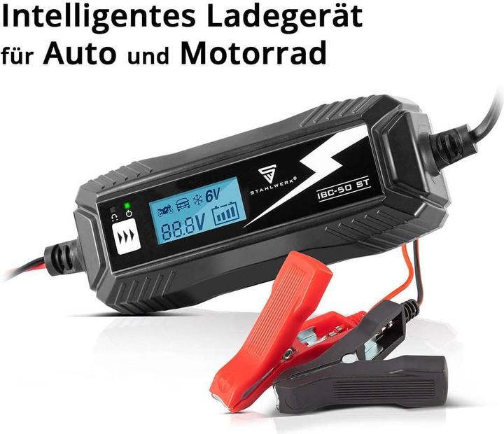 Image du produit Stahlwerk Batterieladegerät IBC-50 ST mit Mikroprozessor und 4 Lademodi (12V, 6V, 5 A)