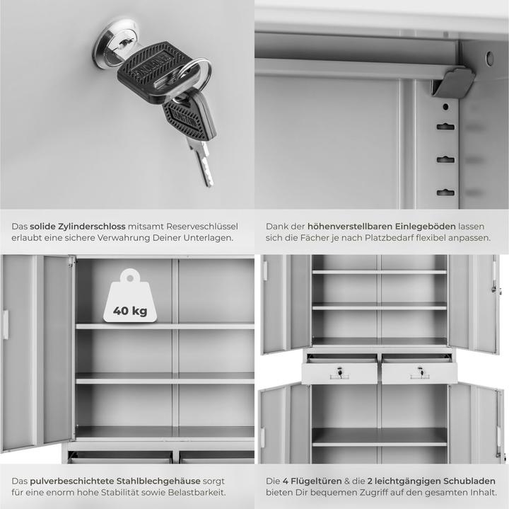 Produktbild tectake Aktenschrank (90 x 40 x 180 cm)