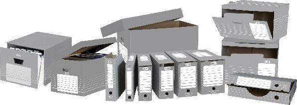 Produktbild Elba tric Archiv-Schachtel für A3, grau-weiss aus stabiler Wellpappe, Masse: (B)450 x (T)340 x (H)88 mm (A3)