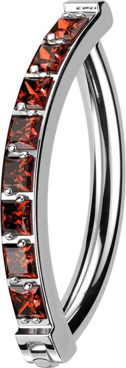 Immagine prodotto Star Piercing Scudo d'argento con cerniera a banana una fila di cristalli quadrati rossi (senza ottone, Titanio)