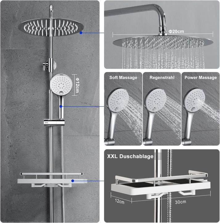 Actual product image Joho D20 Regendusche Duschsystem mit Ablage