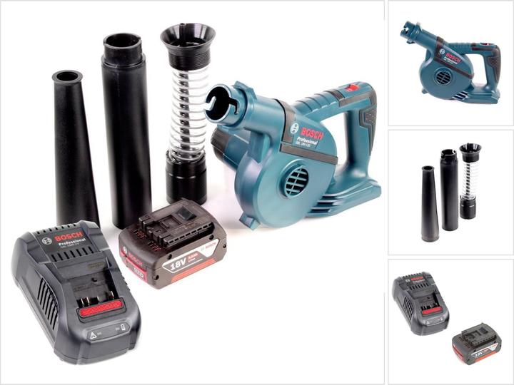 Bosch Professional Bosch GBL 18 V-120 Akku Gebläse Laubbläser mit 1x Bosch GBA 18V 5,0 Ah Akku + GAL 1880 CV Ladegerät (Akkubetrieb, Werkstattgebläse)