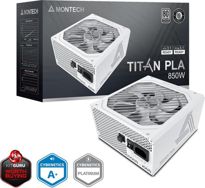 Actual product image Montech Titan PLA 850W - 80 PLUS & Cybenetics Platinum, modular, PCIe 5.1 - 850 Watt (850 W)