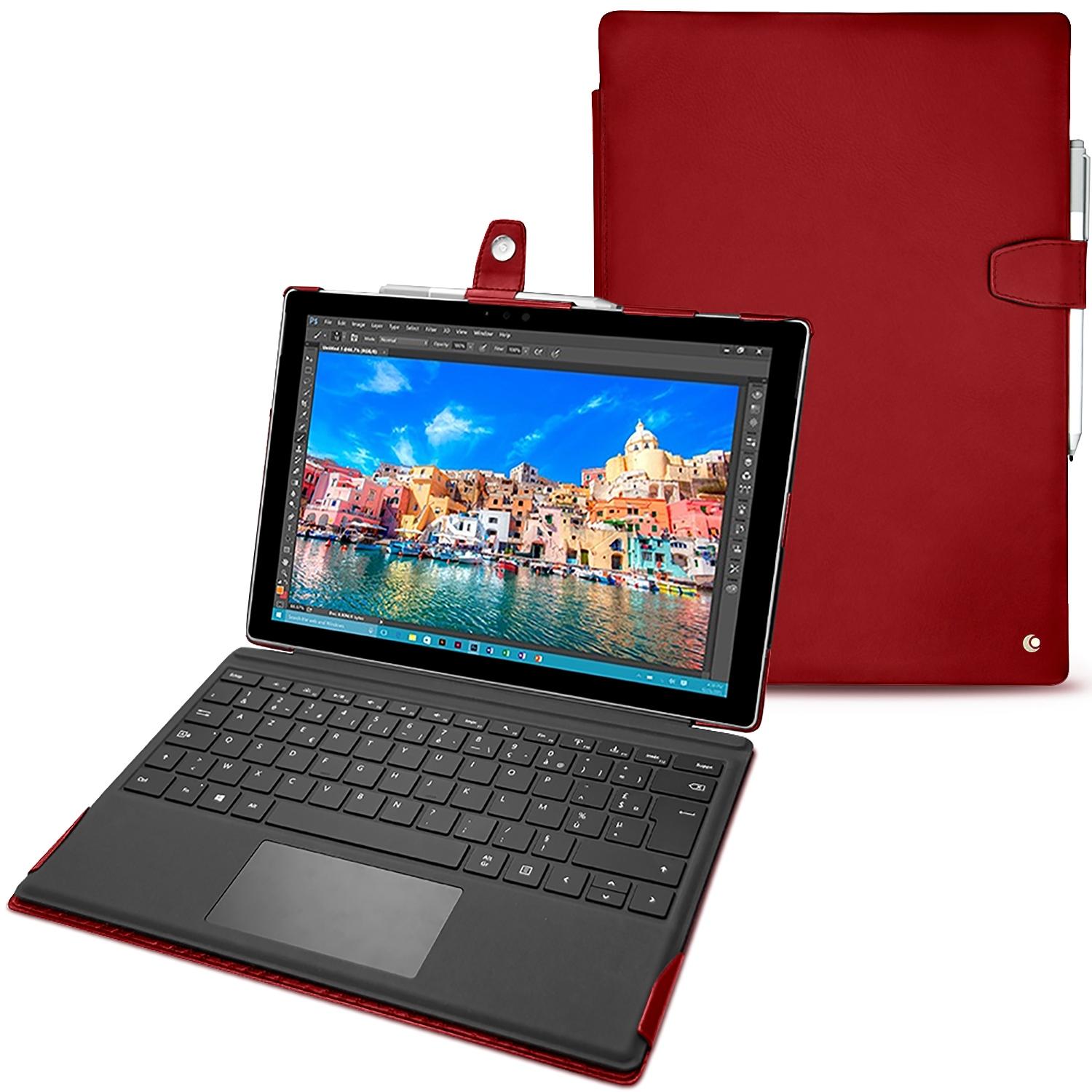Noreve Lederschutzhülle (Microsoft Surface Pro 4), Tablet Hülle, Rot