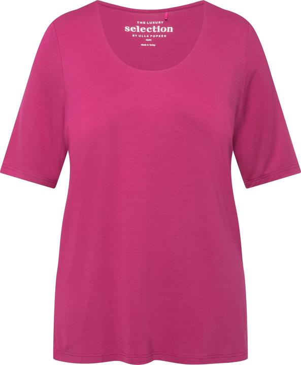 Image du produit Ulla Popken T-shirt doublé à l'avant, col V et manches courtes (58)