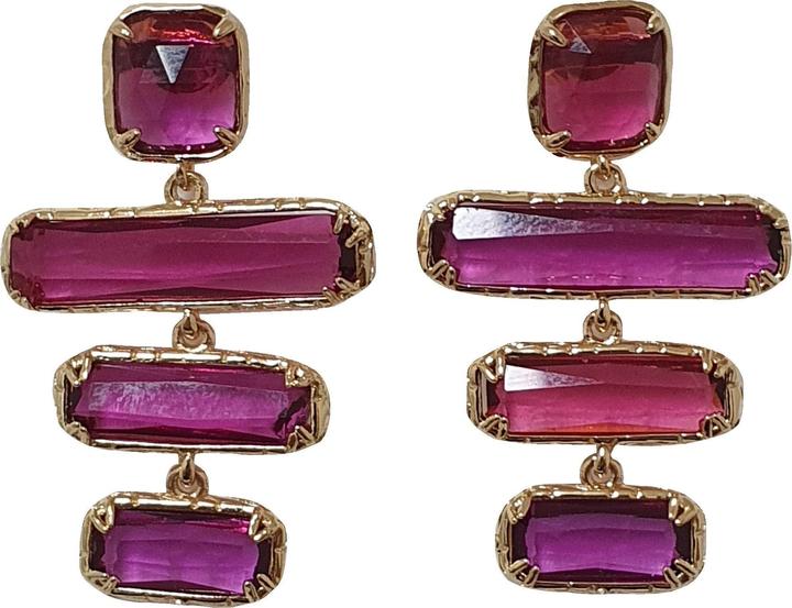 Actual product image L'Officiel Orecchino tre elementi cristalli fucsia