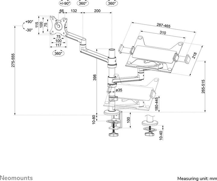 Immagine prodotto Neomounts DS20-425BL2 (Tavolo, 27", 8 kg)
