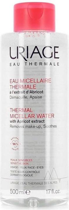 Urgo Uriage, eau micellaire thermique pour peaux sensibles à l'extrait d'abricot, 500 ml (Eau micellaire, 500 ml)