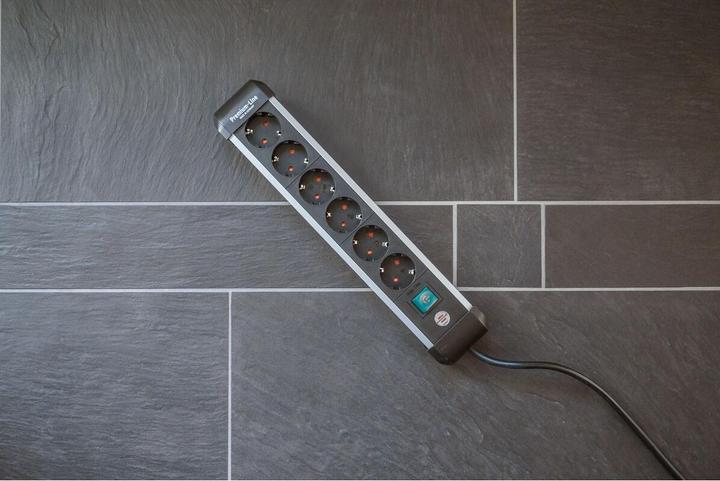 Actual product image Brennenstuhl 1391030600 Multiple socket outlet with switch silver-black protective contact 1 pc. (6x, CEE 7/3, 3 m)