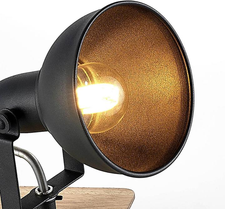 Actual product image Lindby Aylis Spot, black, wood, single flame (E14)