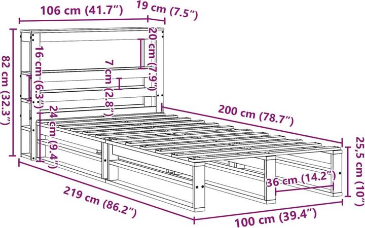 Image du produit vidaXL Bettrahmen (100 x 200 cm)