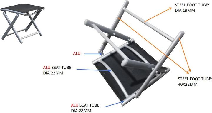 Produktbild Mojawo Hochlehner Klappstuhl + Klapphocker Fusshocker Aluminium Textilen