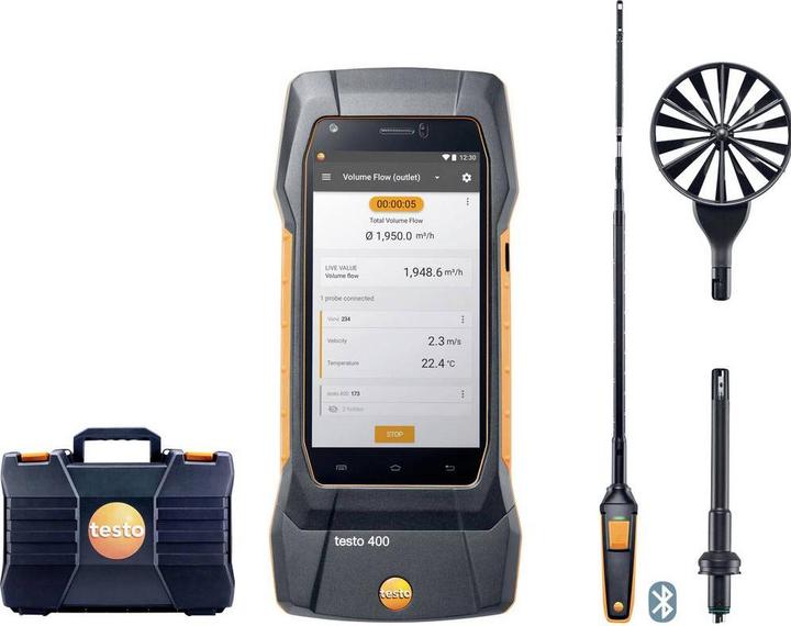 Testo 400 Strömungs-Set mit Hitzdrahtsonde Umweltmesstechnik-Set Druck Temperatur