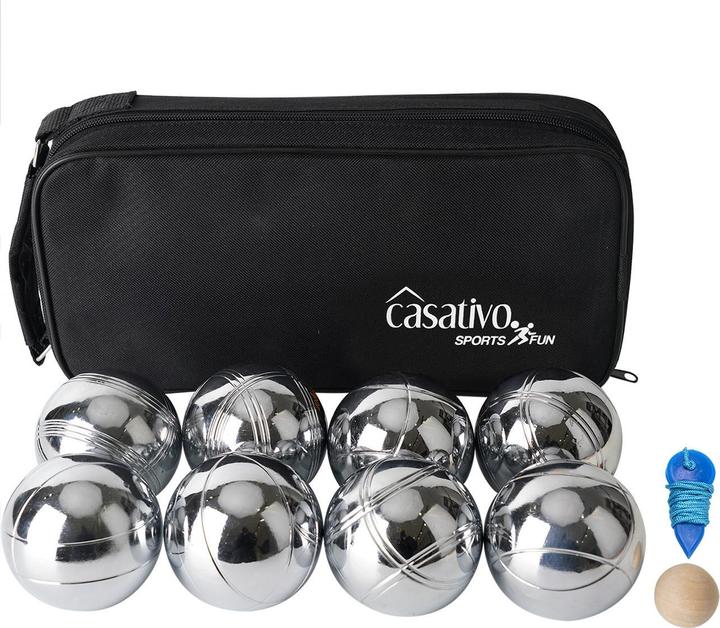 Image du produit Casativo Jeu de boules et de pétanque avec 8 boules en métal, boule en bois, distancemètre, sac de transport (8 x)