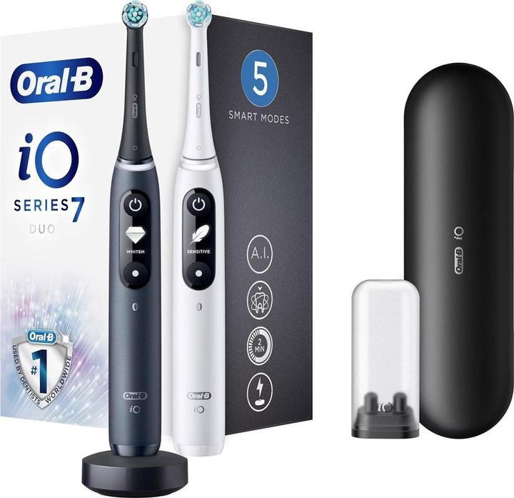 Produktbild Oral-B Elektrische Zahnbürsten Serie 7 Duo - Magnetic Black Onyx & Magnetic White Set