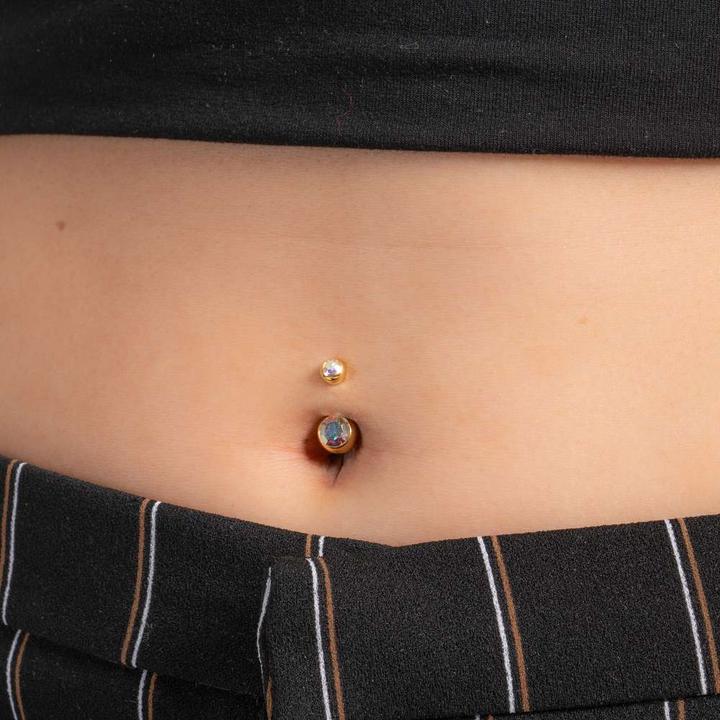 Produktbild Bijouteria Bauchpiercing (PVD Beschichtung (goldfarbig), Chirurgenstahl 316L, Premium Kristall)