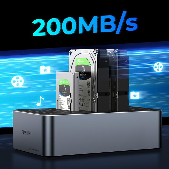 Produktbild Orico 6656C3-C 5-Bay Dockingstation mit Offline-Klonfunktion 2,5"/3,5" SATA HDD/SSD - Grau