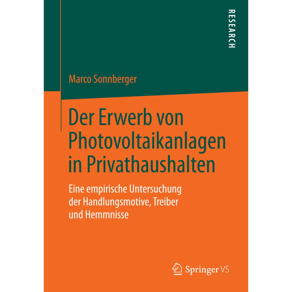 Der Erwerb von Photovoltaikanlagen in Privathaushalten, Fachbücher von Marco Sonnberger