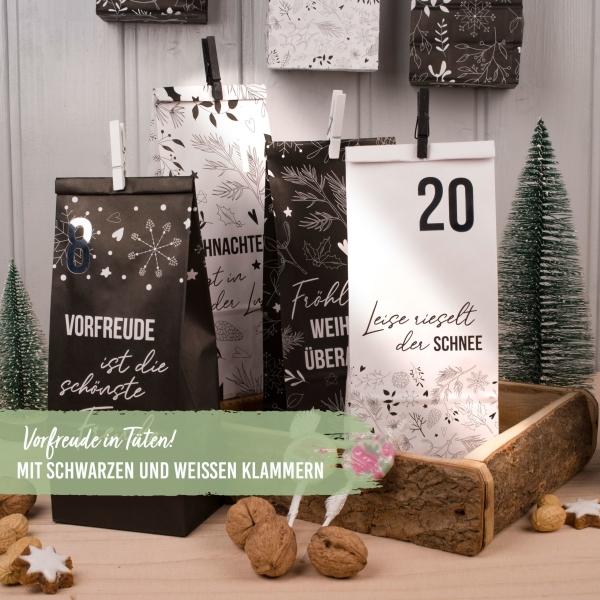 Immagine prodotto Papierdrachen Calendario dell'Avvento con buste stampate - Notte Santa in bianco e nero 2
