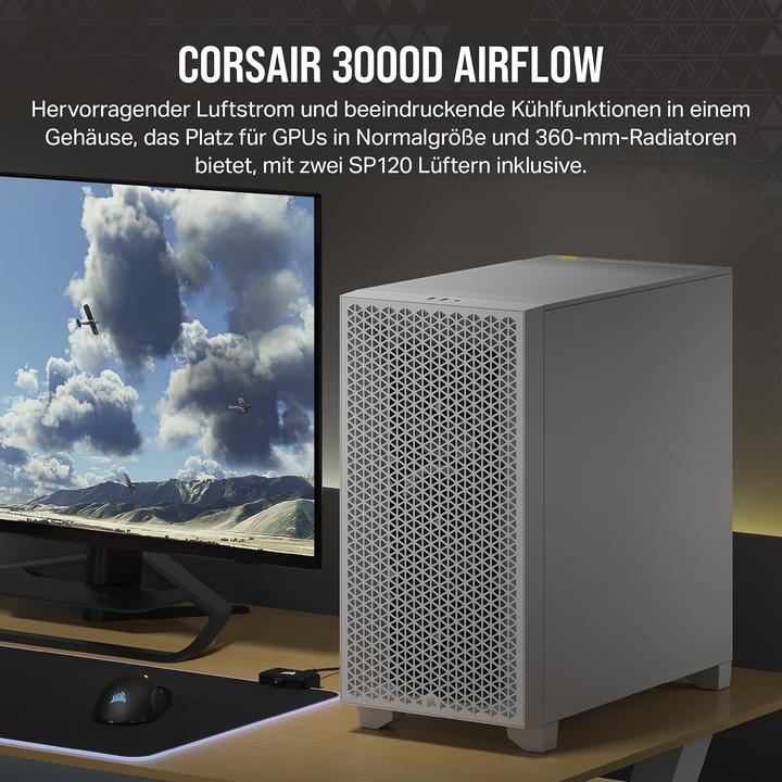 Productafbeelding Corsair 3000D Mid-Tower Wit met gehard glas (ATX)
