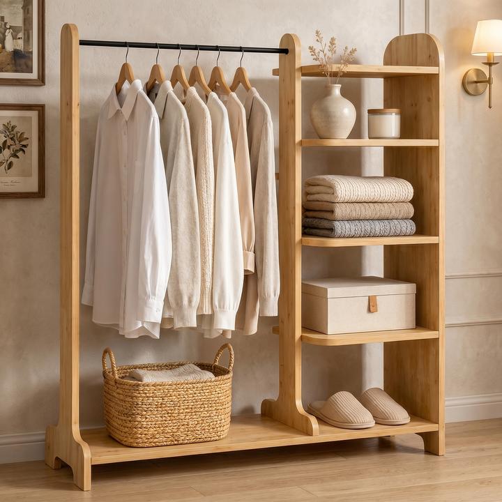 Actual product image VCM Holz Kleiderständer mit Regal Lempu L