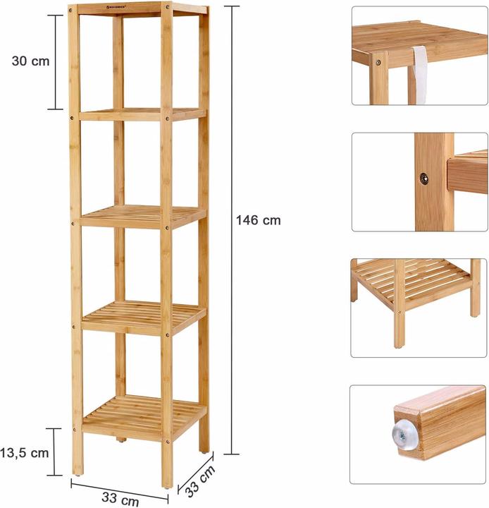 Immagine prodotto Songmics Bamboo (33 x 33 x 146 cm)
