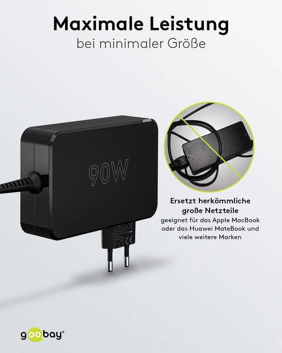 Produktbild Goobay USB-C-Ladegerät für Laptops 90 W schwarz (90 W)