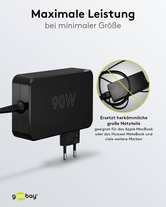 Immagine prodotto Goobay Caricabatterie USB-C per laptop 90 W nero (90 W)