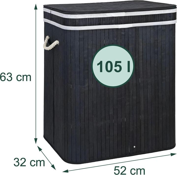 Actual product image Relaxdays Bamboo laundry bin (105 l)