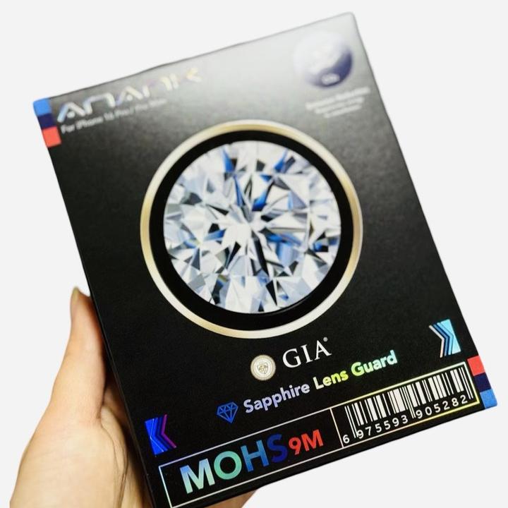 Actual product image Anank iPhone 16 Pro / 16 Pro Max - Rear camera armoured glass - Safir material with GIA certificate, gold (1 pcs., Apple iPhone 16 Pro, Apple iPhone 16 Pro Max)