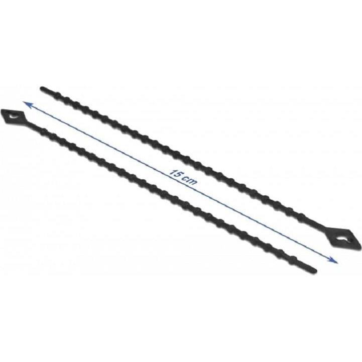 Thumbnail - Delock, Kabelbinder, Blitzbinder wiederverwendbar L 150 x B 2,4 mm schwarz 100 Stück (Kunststoffkabelbinder, 150 mm, 100...