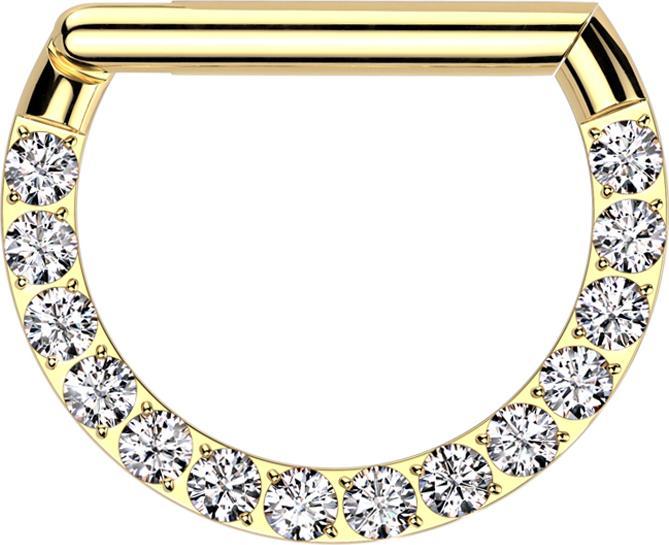 Image du produit Star Piercing Micro anneau segment pliable doré Halbring front cristaux argent (sans laiton, Titane)