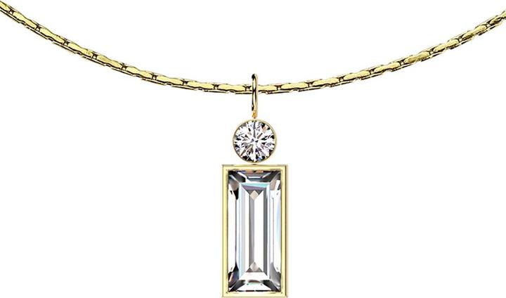 Actual product image Star Piercing Kette vergoldet Anhänger runder und grosser Baguette Kristall silber (without brass, Surgical steel 316L)