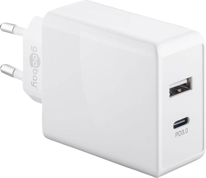Produktbild Goobay Dual USB-Schnellladegerät USB/USB-C PD 28W, Weiss (28 W)