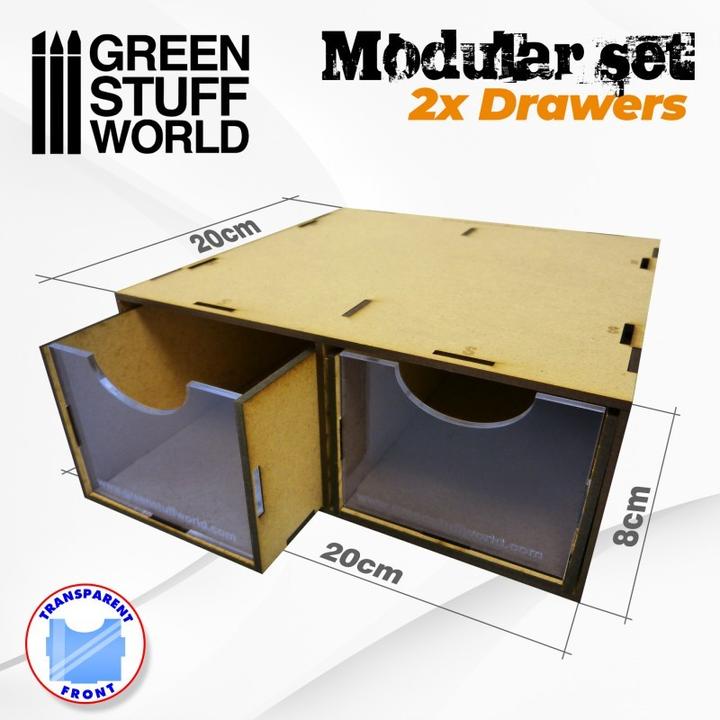 Actual product image Green Stuff World Modular Set 2x Drawers