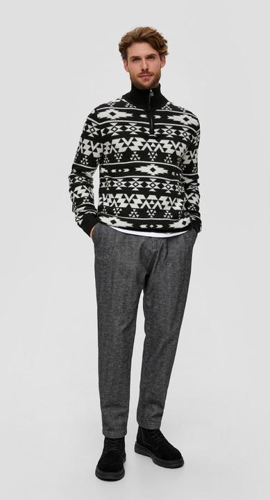 Produktbild s.Oliver Strickpullover Troyer mit Jacquard-Muster (XL)