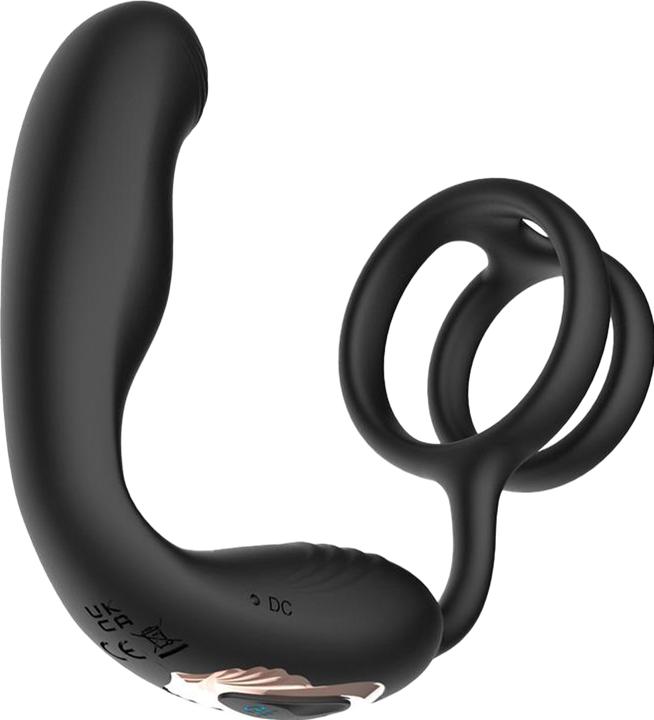 IntoYou Bruce – Prostatamassagegerät 360° mit doppelter Penisring-Vibration – Schwarz