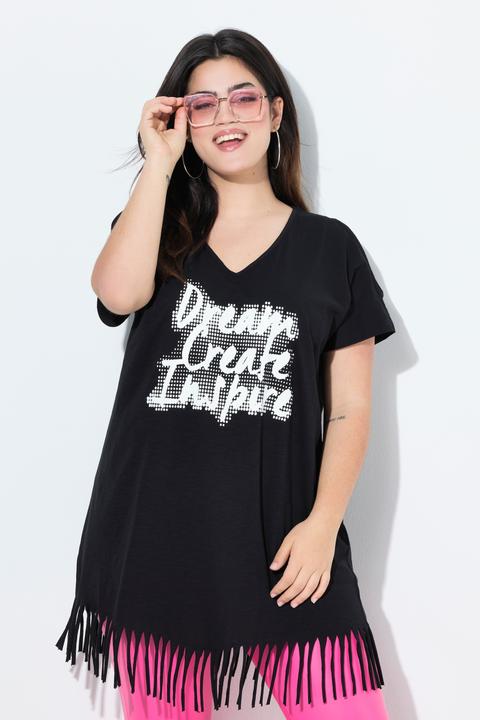 Produktbild Angel of Style Longshirt, A-Linie, Graffitti-Motiv, Fransen-Zipfelsaum (52)