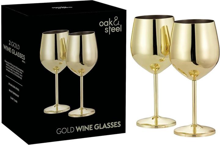 Immagine prodotto Oak & Steel Set di 2 bicchieri da vino in acciaio inox color oro (50 cl, 2 Occhiali, Set di bicchieri da vino)