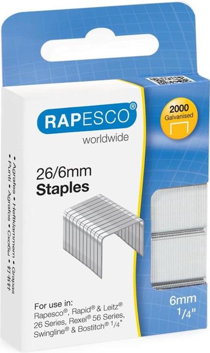 Actual product image Rapesco 26/6mm galvanised staples (2.000 pieces) (1 x)