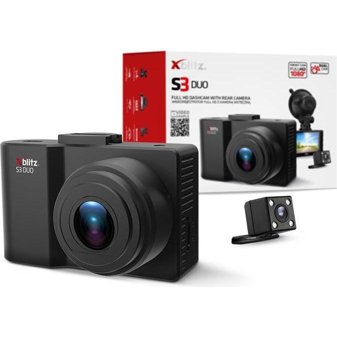Xblitz S3 DUO Videorecorder (Accumulatore di carica elettrica, Display integrato, Accelerometro, Full HD), Dashcam, Nero