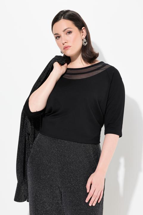 Produktbild Ulla Popken Shirt, Mesheinsatz, Classic, Rundhals, 3/4-Arm (46, 48)
