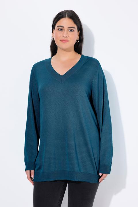 Produktbild Ulla Popken Pullover, V-Ausschnitt, Langarm, weicher Feinstrick (42, 44)